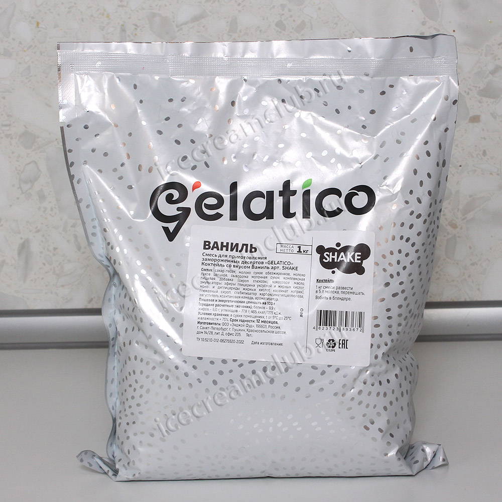 Седьмое дополнительное изображение для товара Смесь для молочного коктейля Gelatico SHAKE "Ваниль", 1 кг